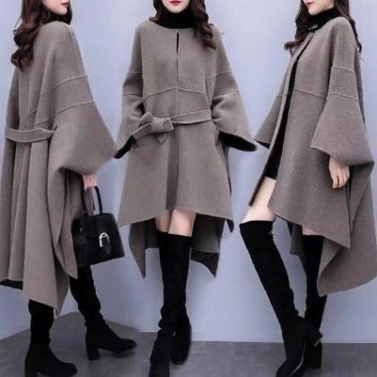 Women's Woolen Coat; Jacket, Batwing..
