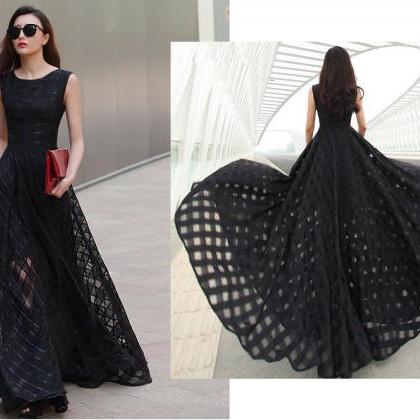 Elegant Long Black Sexy Dress - Size Xs Thru 7xl