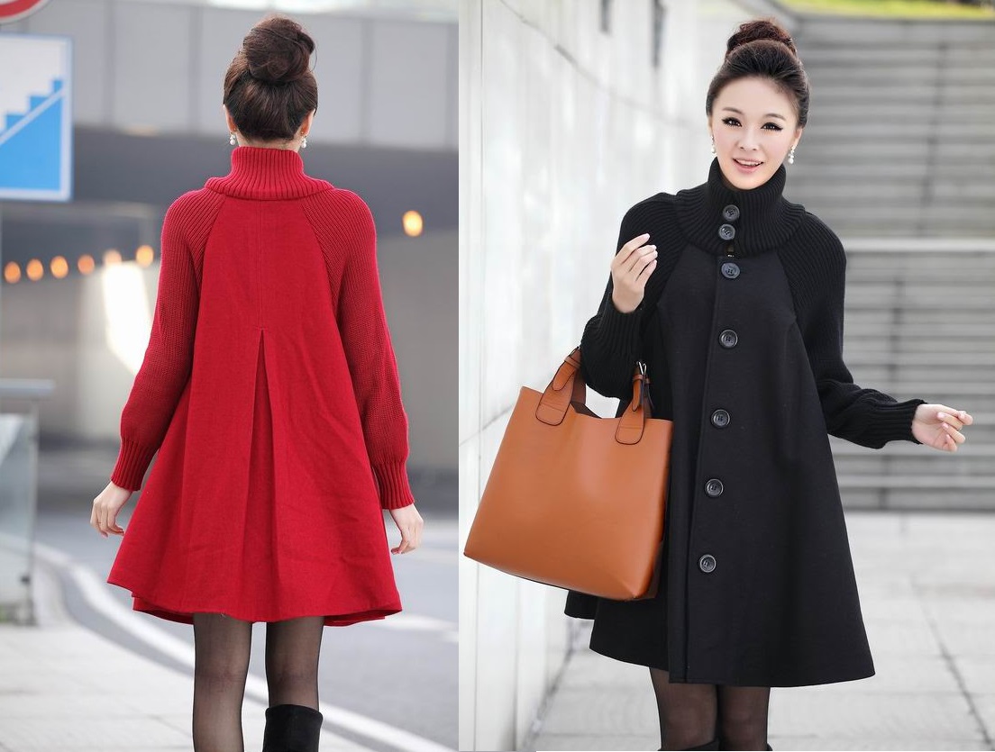 Oversized Cloak Wool Overcoat In Slim Batwing Sleeve, Women Outerwear Coat - Avail In 4 Colors
