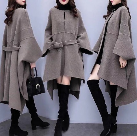 Women's Woolen Coat; Jacket, Batwing Coat, Outerwear (avail In 2 Colors) Sizes S - 3xl