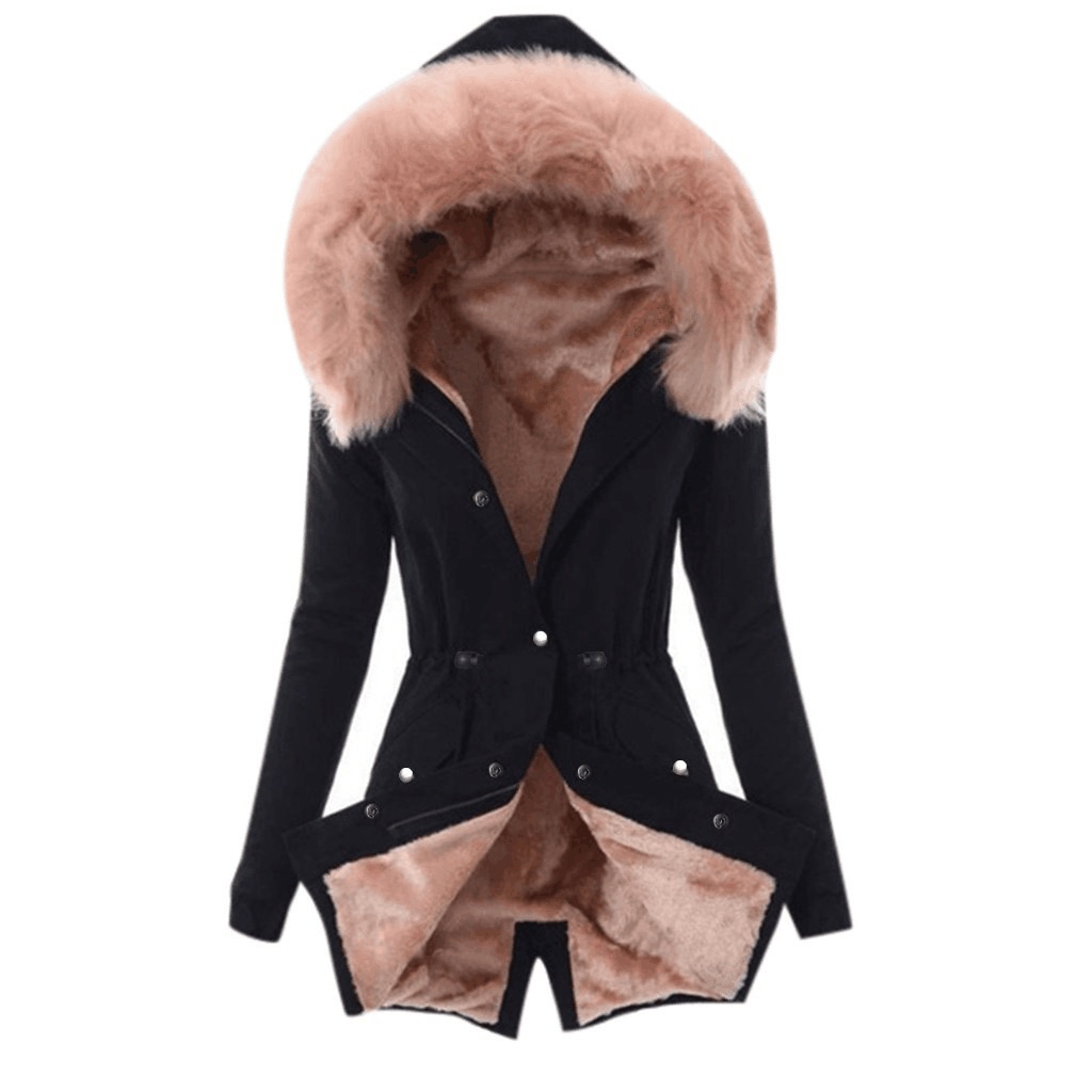Women's Fur Hoodie Long Length Outercoat - Available In 5 Colors (plus Sizes S To Xxxl)