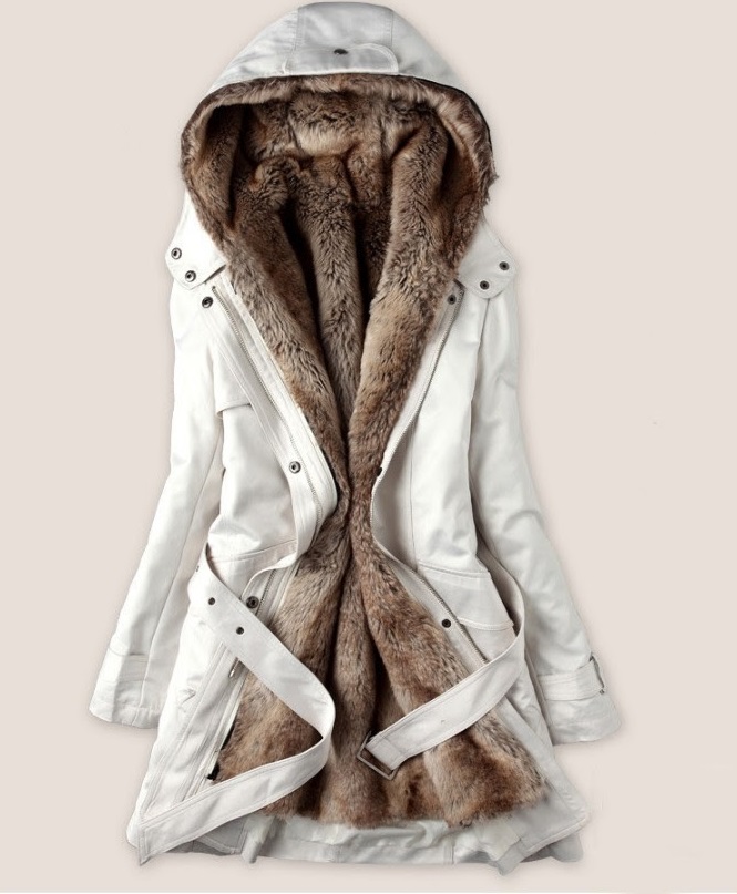 Thicken Fleece Faux Fur Warm Winter Coat Hood Parka Overcoat (3 Colors) - Size S Thru 3xl