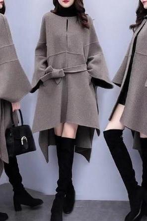 Women's Woolen Coat; Jacket, Batwing Coat, Outerwear (avail in 2 colors) sizes S - 3XL