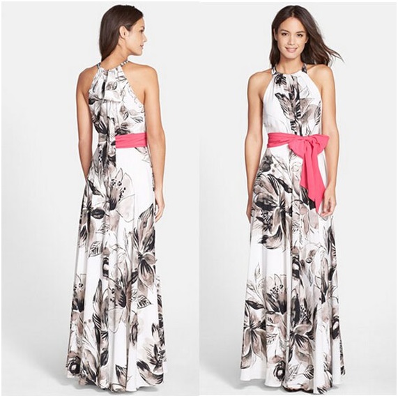 Long Summer Sexy Sleeveless Maxi Chiffon Print Dress - available in 2 colors (size S, M, L, XL)