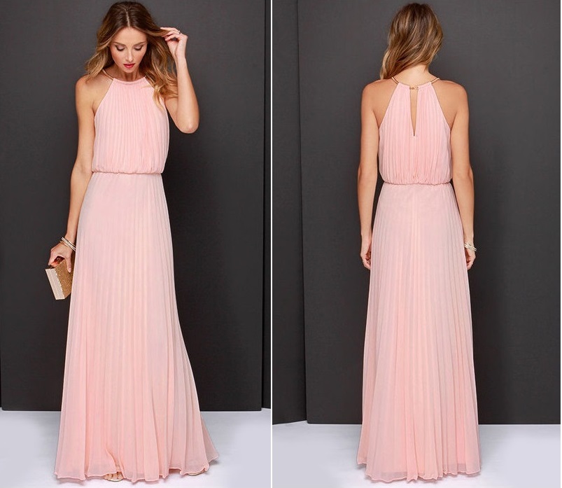 Long Sexy Soft Pastel Chiffon Maxi Dress With O-Neck (available In 2 ...